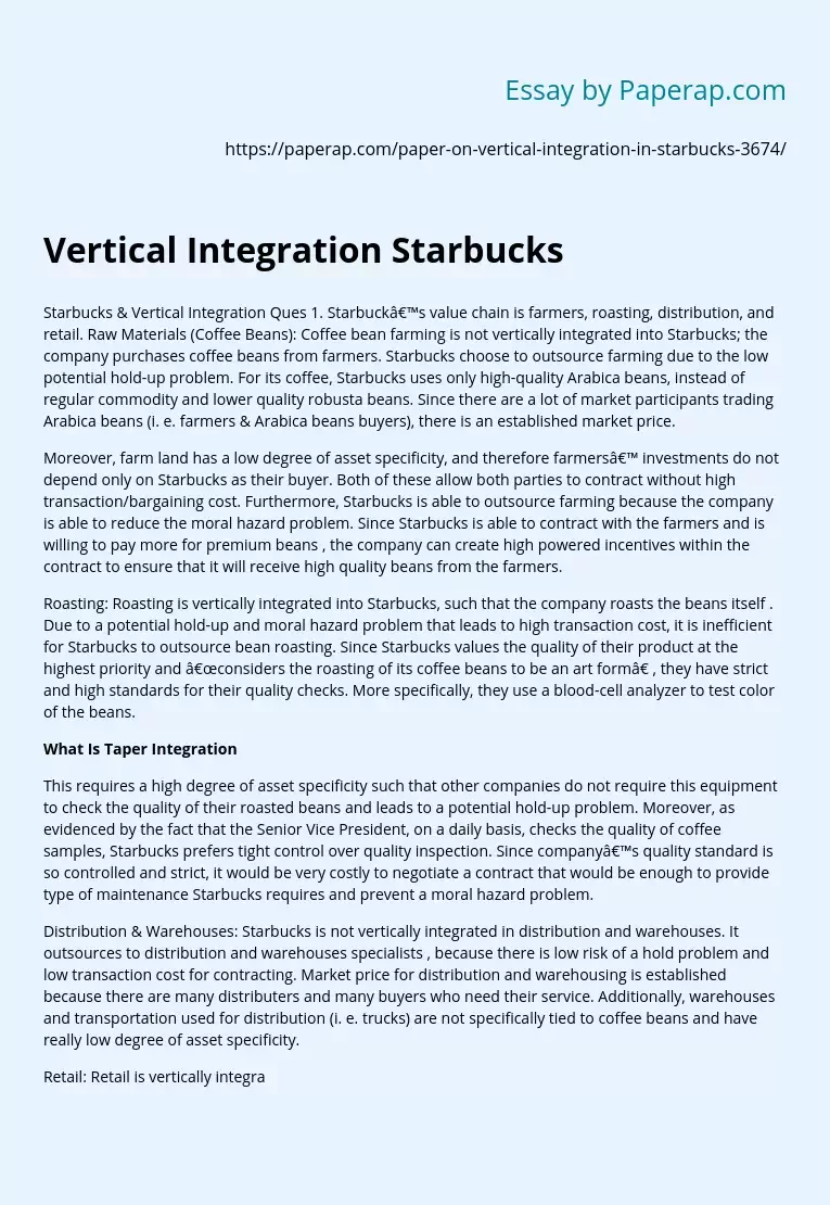 Vertical Integration Starbucks