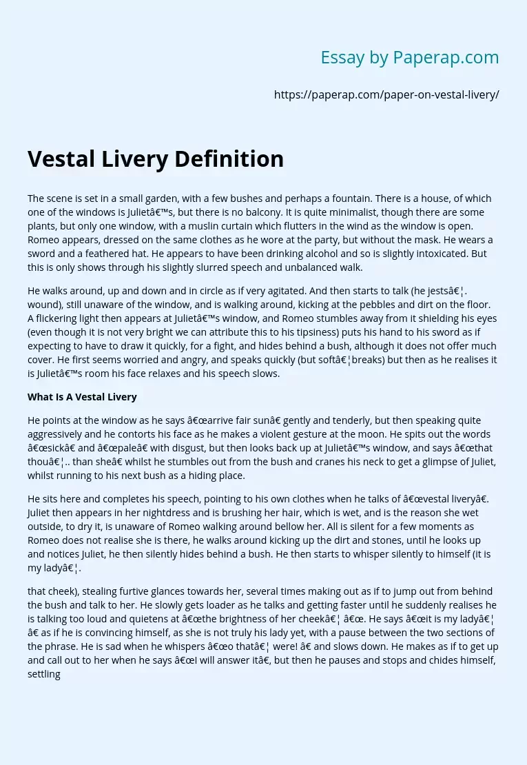 Vestal Livery Definition
