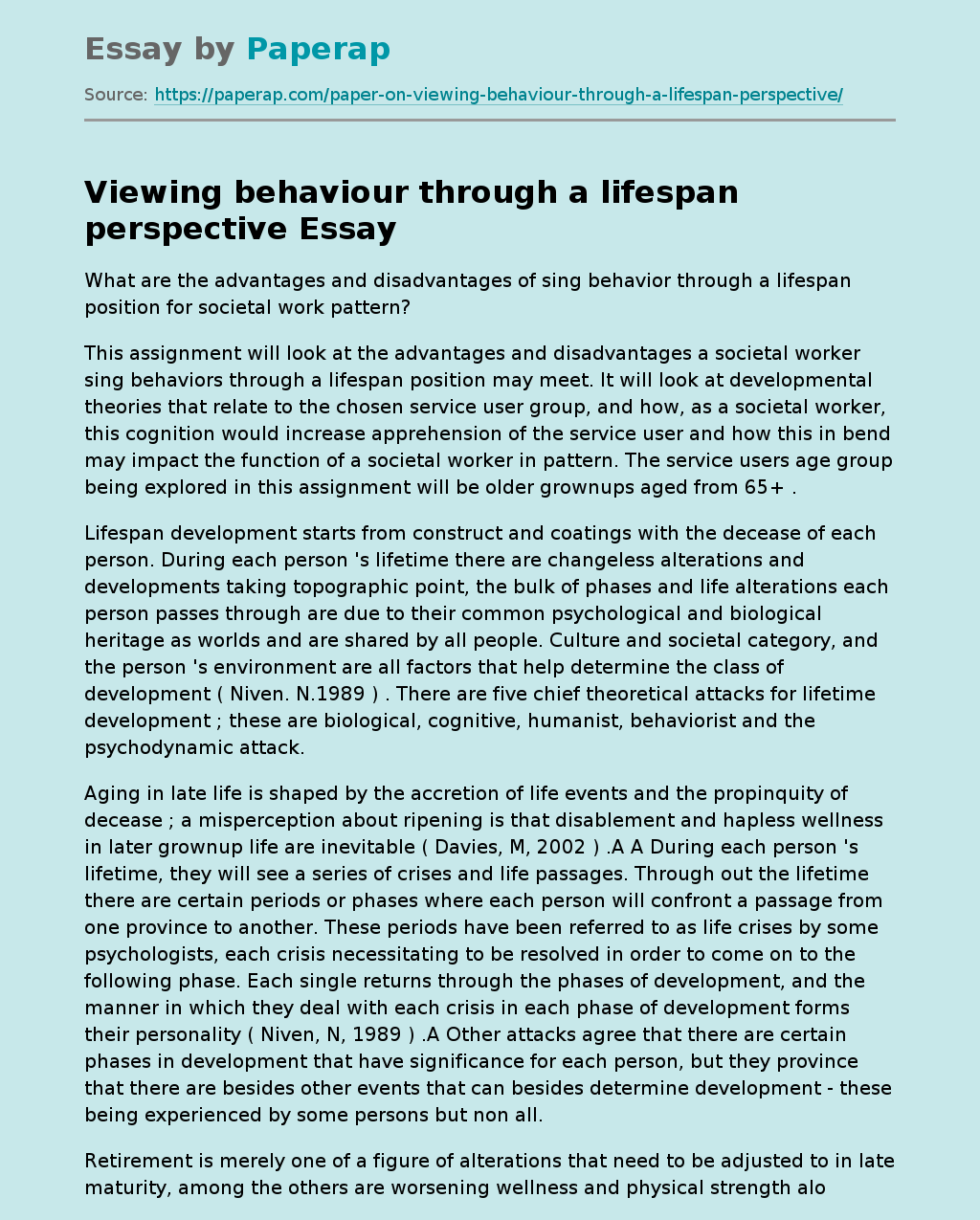 Viewing behaviour through a lifespan perspective