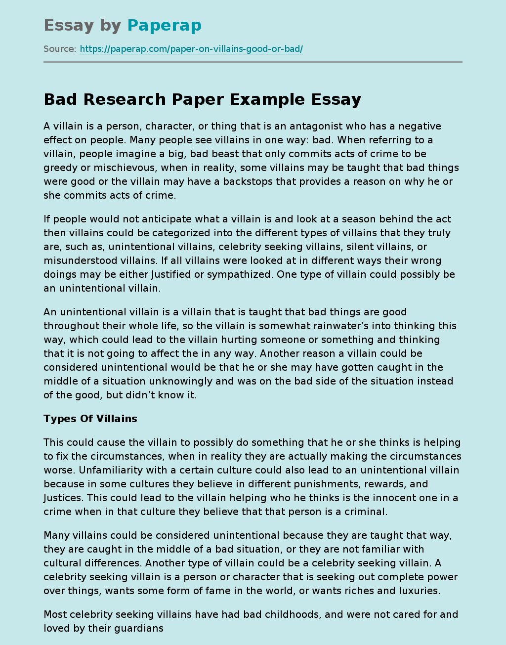 Bad Research Paper Example