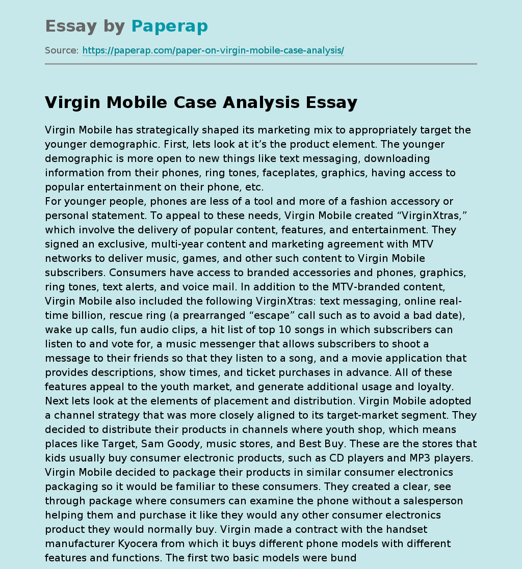 Virgin Mobile Case Analysis