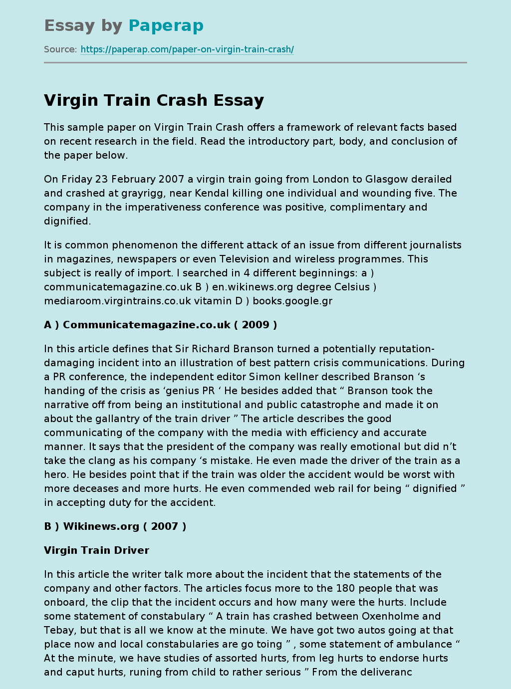 Virgin Train Crash