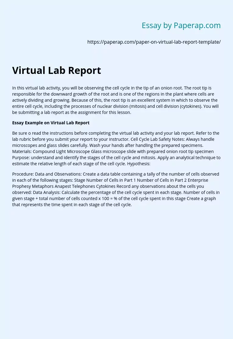 Virtual Lab Report