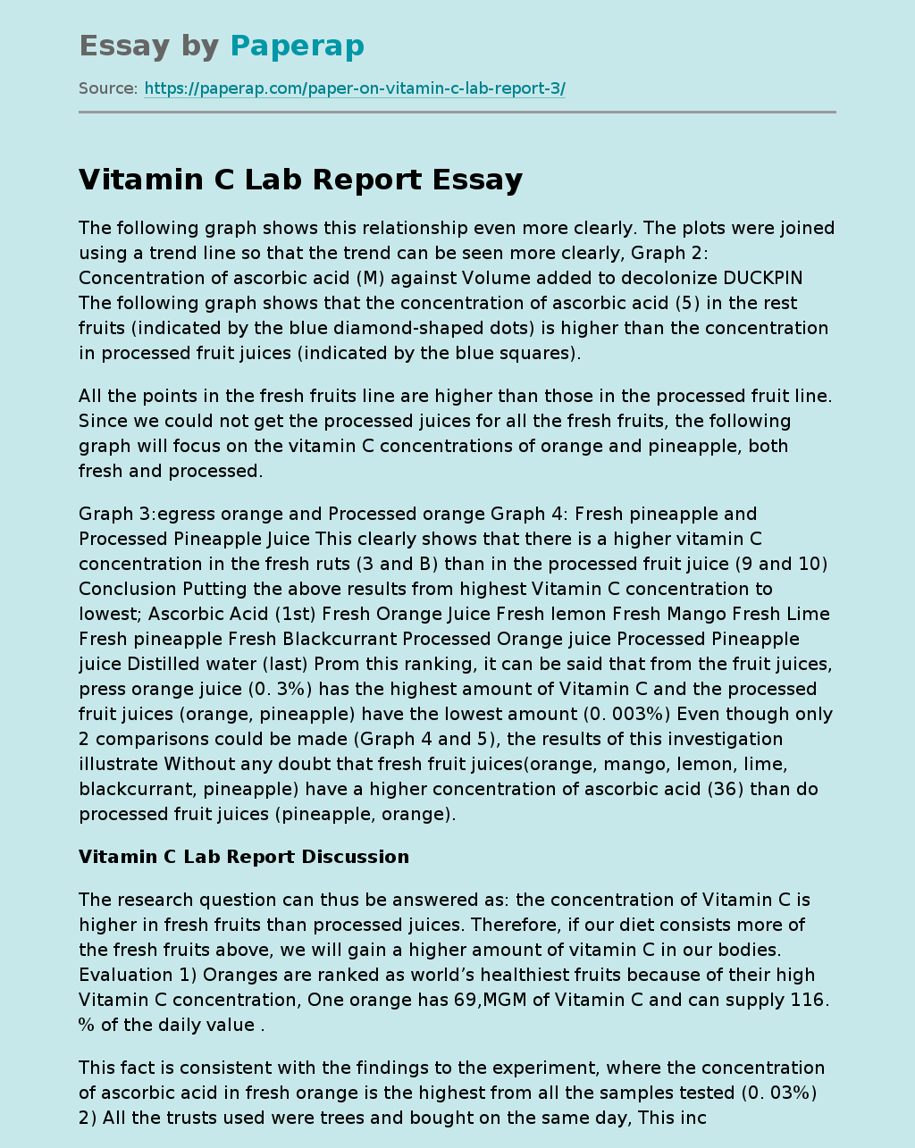 Vitamin C Lab Report