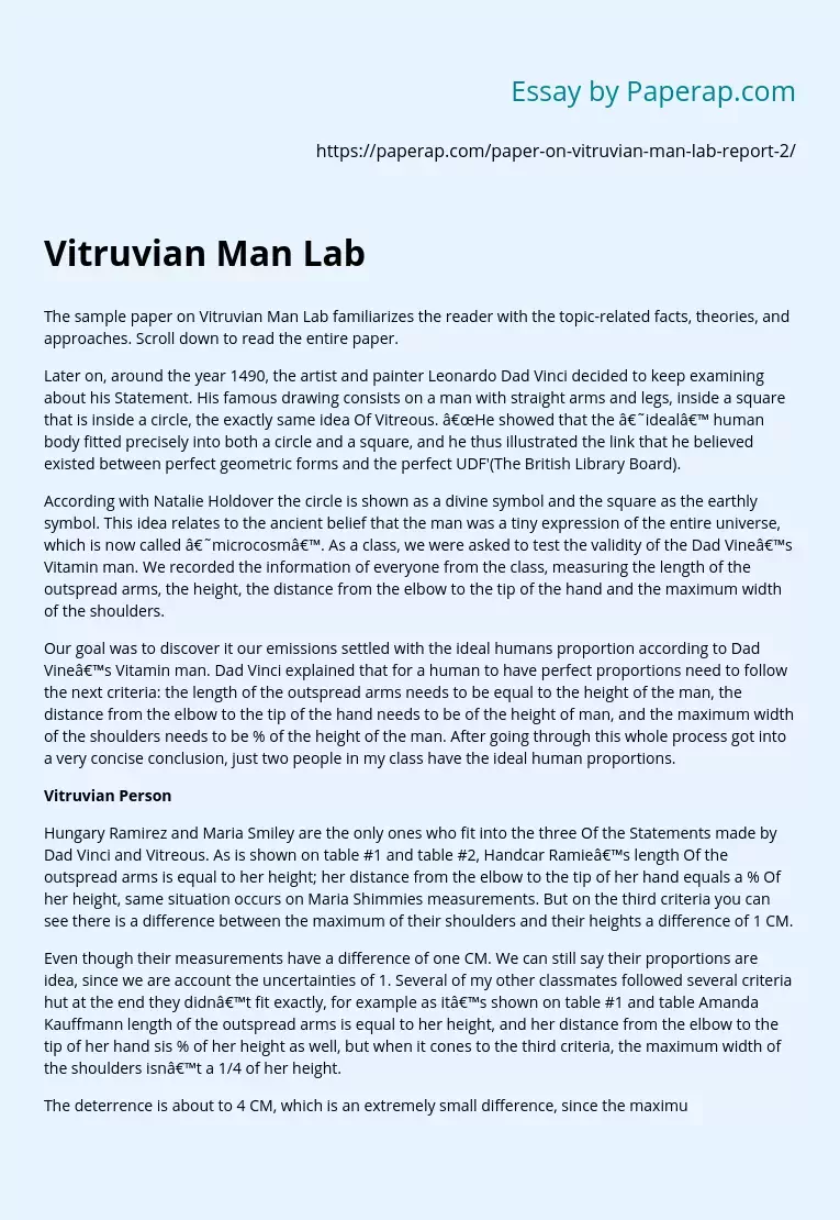 Vitruvian Man Lab