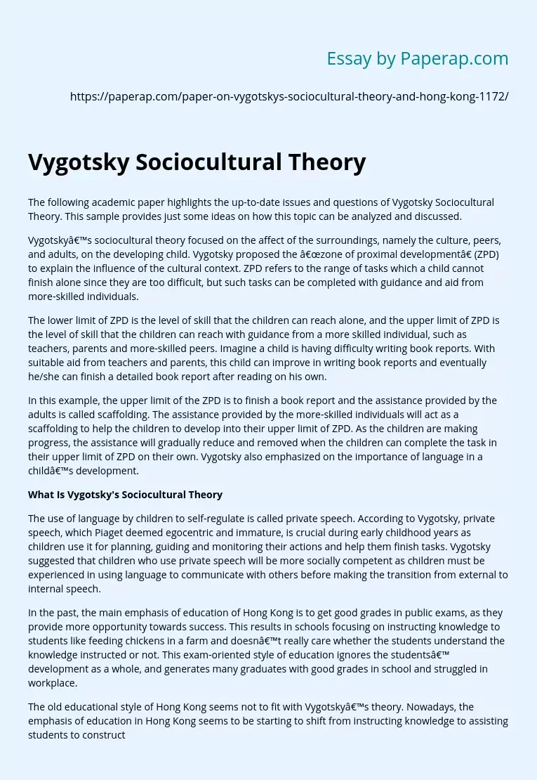 Vygotsky Sociocultural Theory