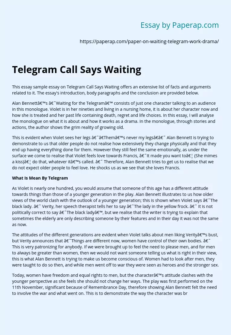 Telegram Call Says Waiting