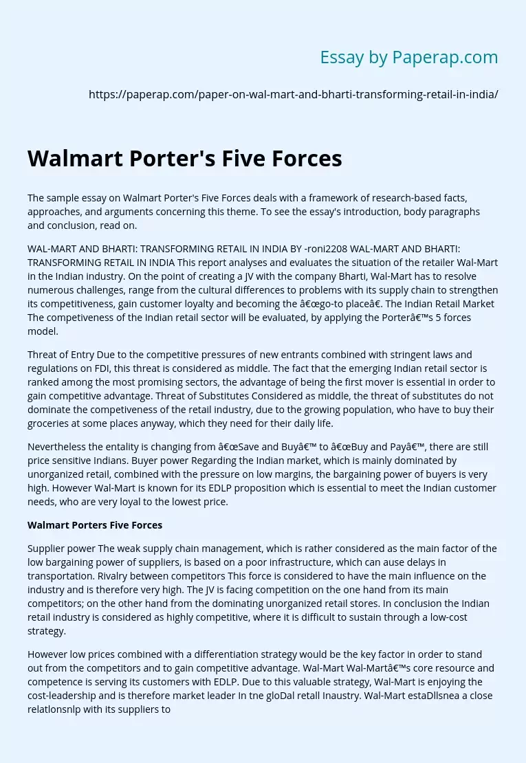 Walmart Porter's Five Forces