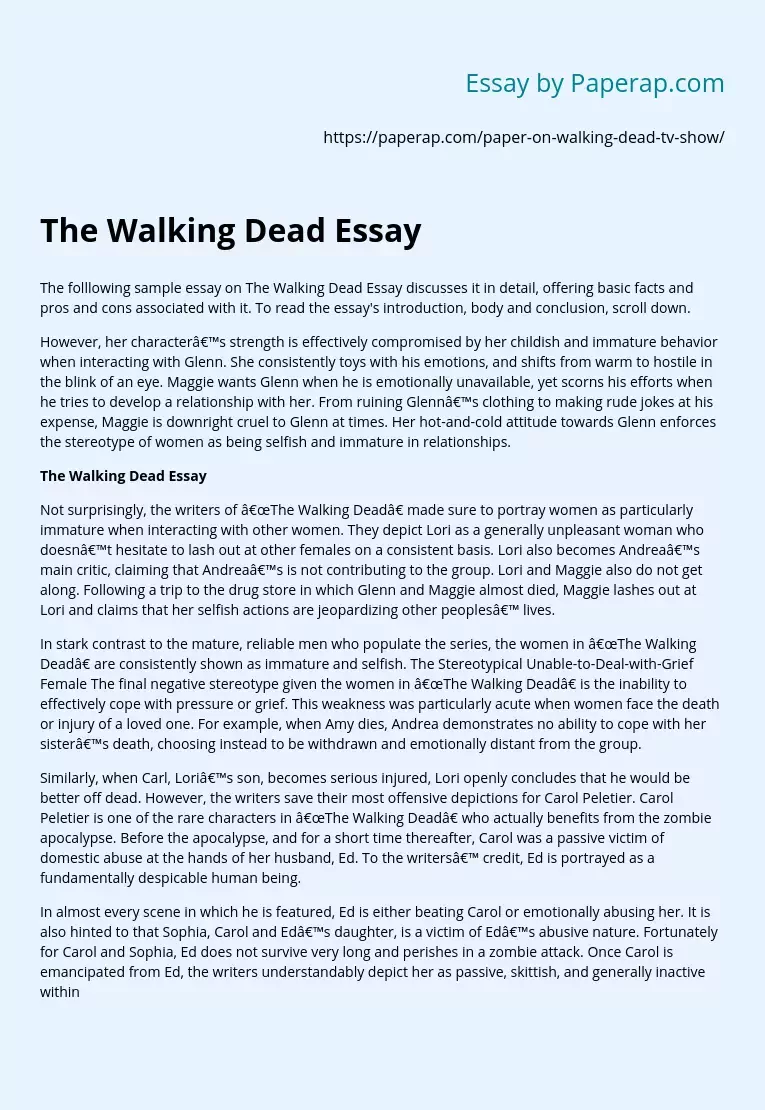 essay about the walking dead