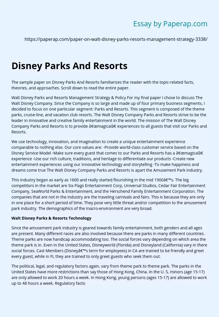 Disney Parks And Resorts