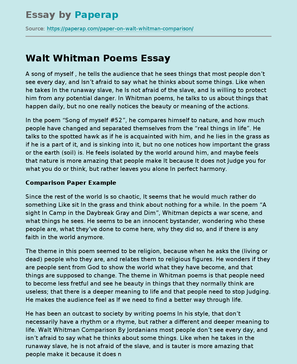 Walt Whitman Poems