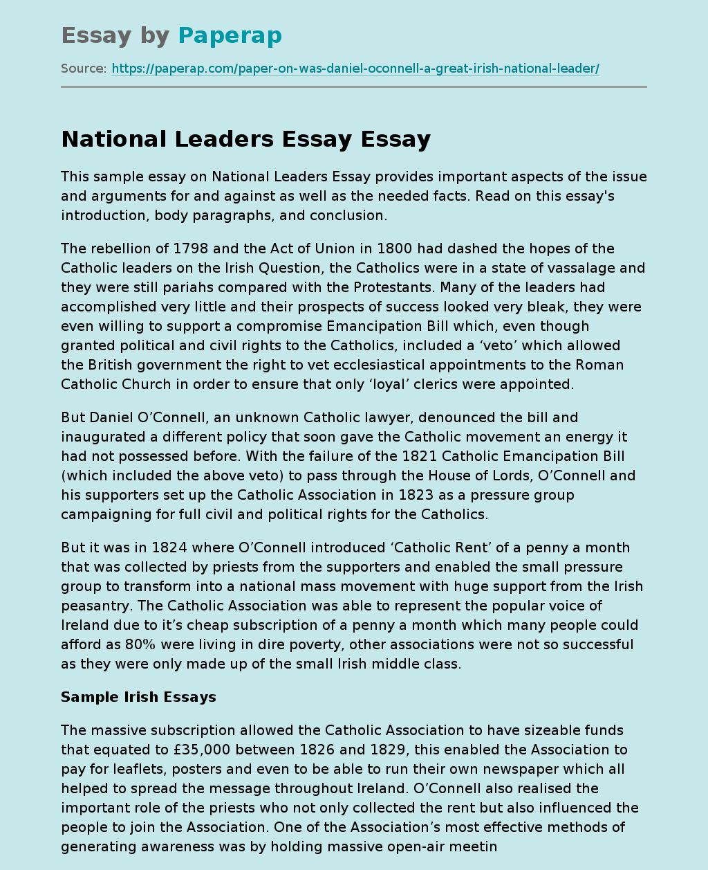 National Leaders Essay