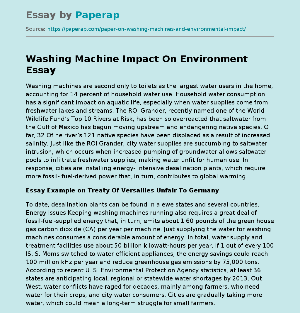 Washing Machine Impact On Environment