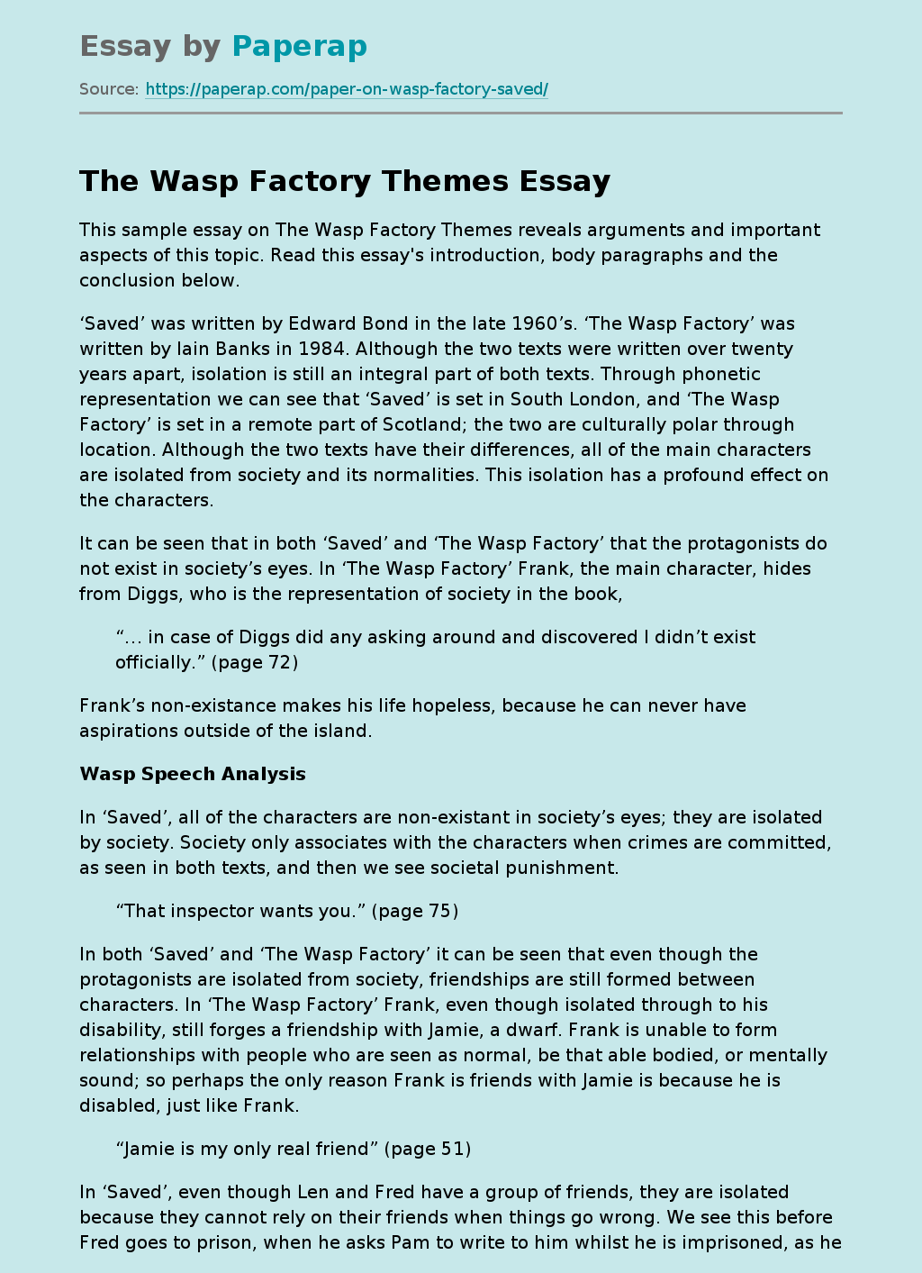 The Wasp Factory Themes