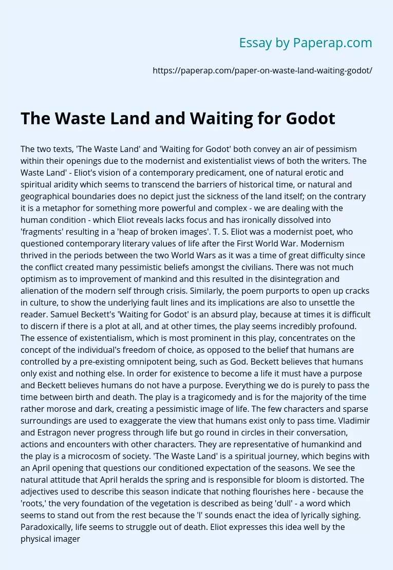 The Waste Land and Waiting for Godot