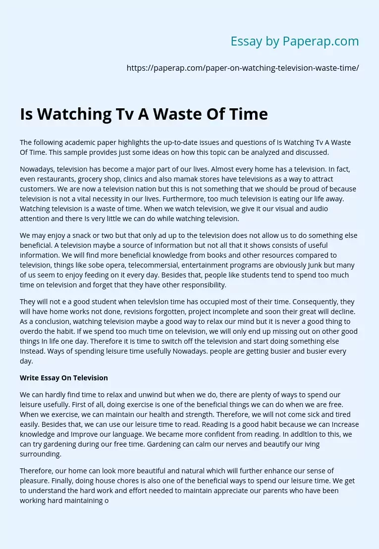 life without television essay
