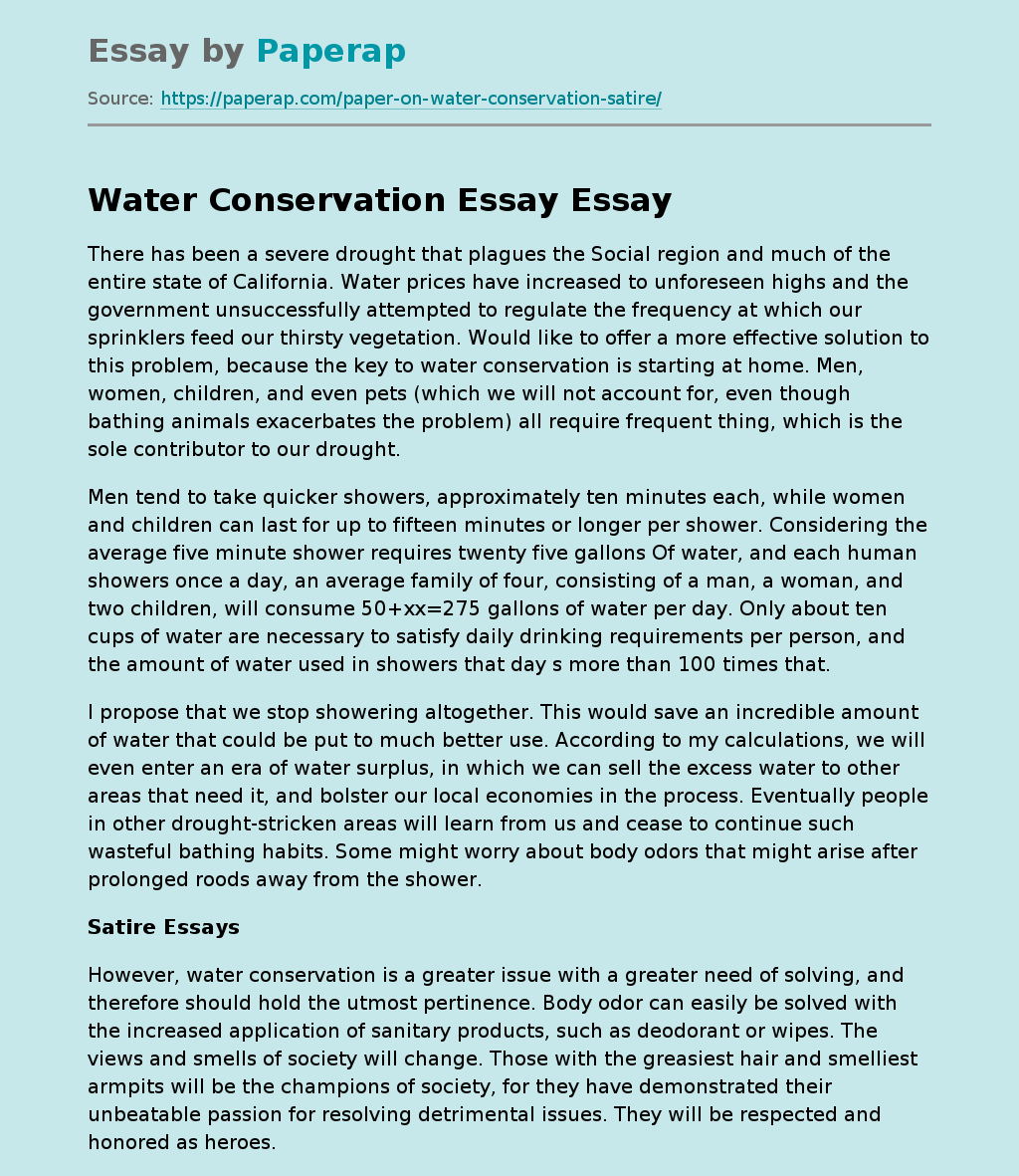 Water Conservation Essay