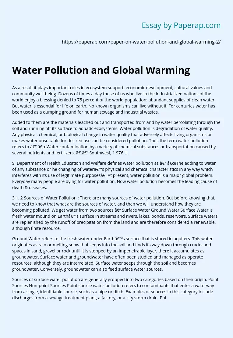 Water Pollution and Global Warming