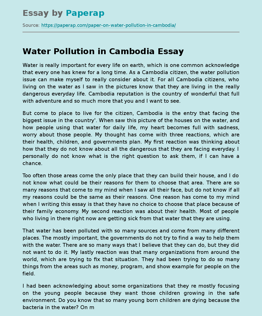 Water Pollution in Cambodia