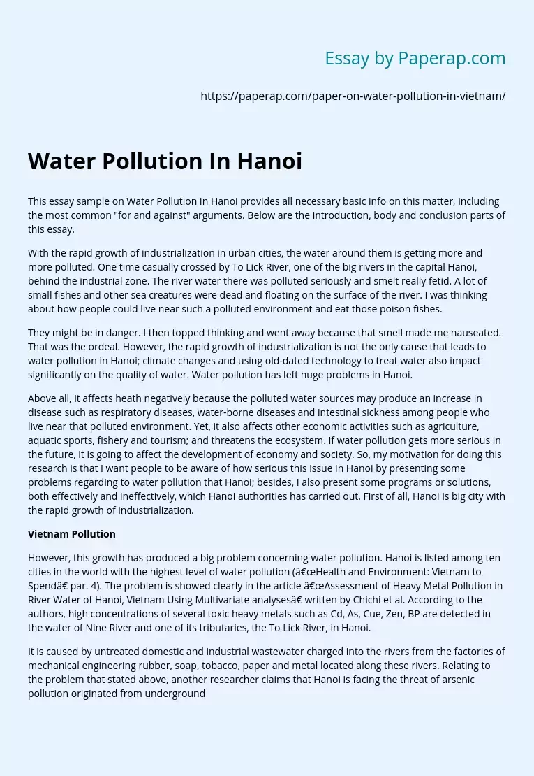 Water Pollution In Hanoi