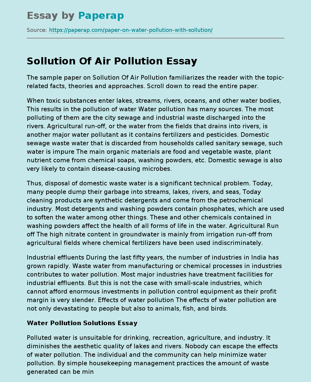 Sollution Of Air Pollution
