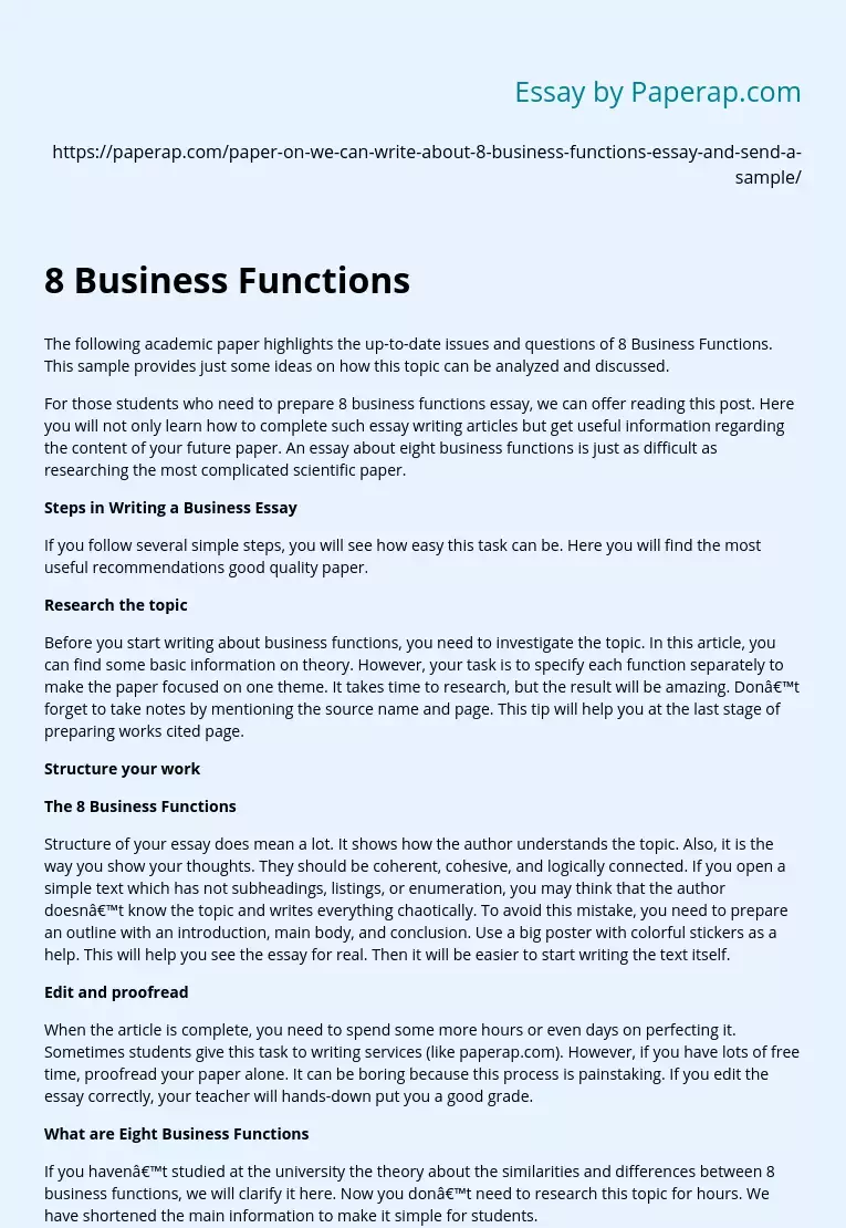 How to Write About 8 Business Functions