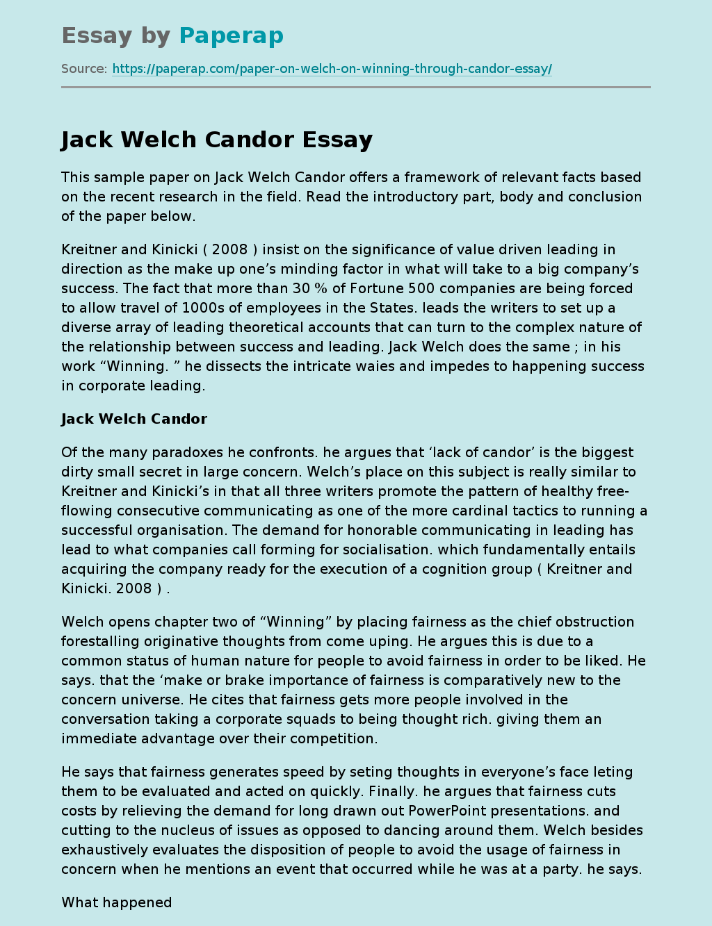Jack Welch Candor