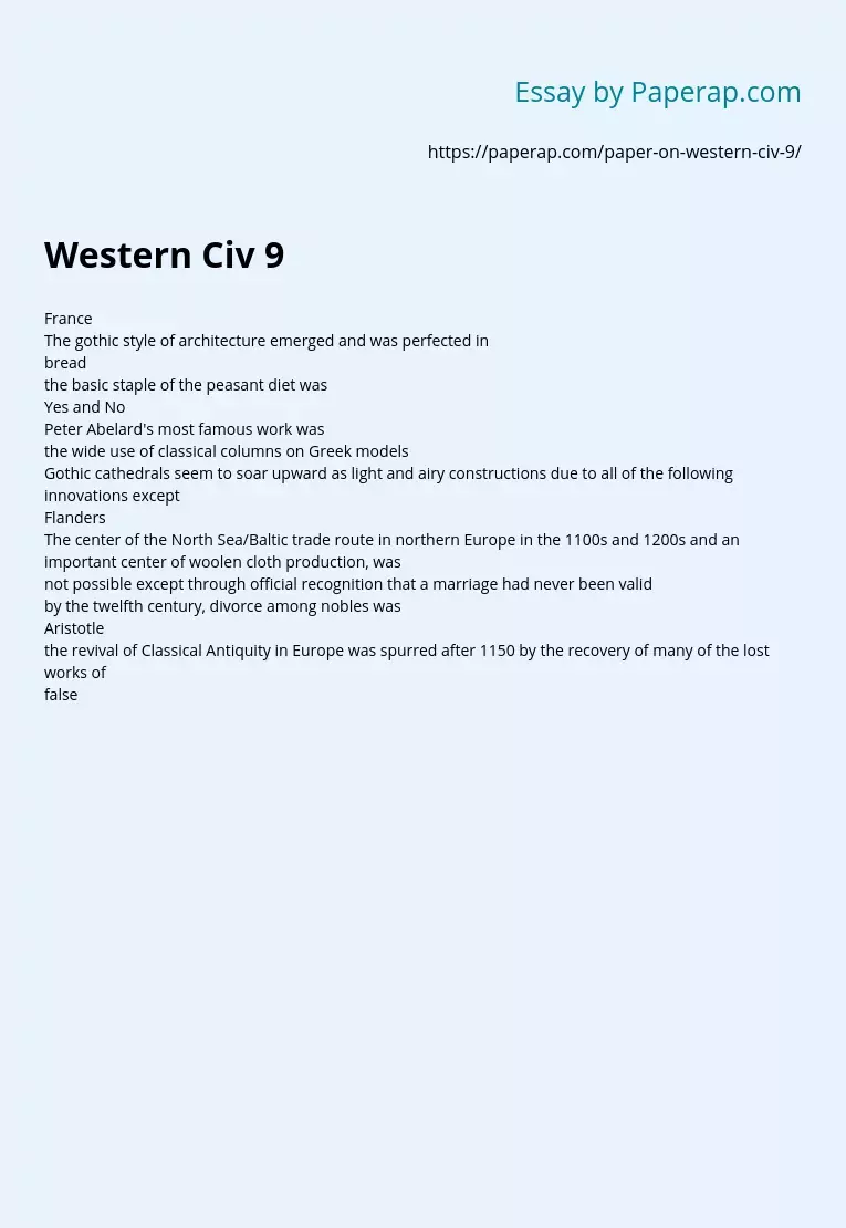 Western History Questions and Answers Civ 9