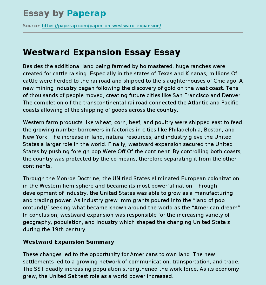 Westward Expansion Essay