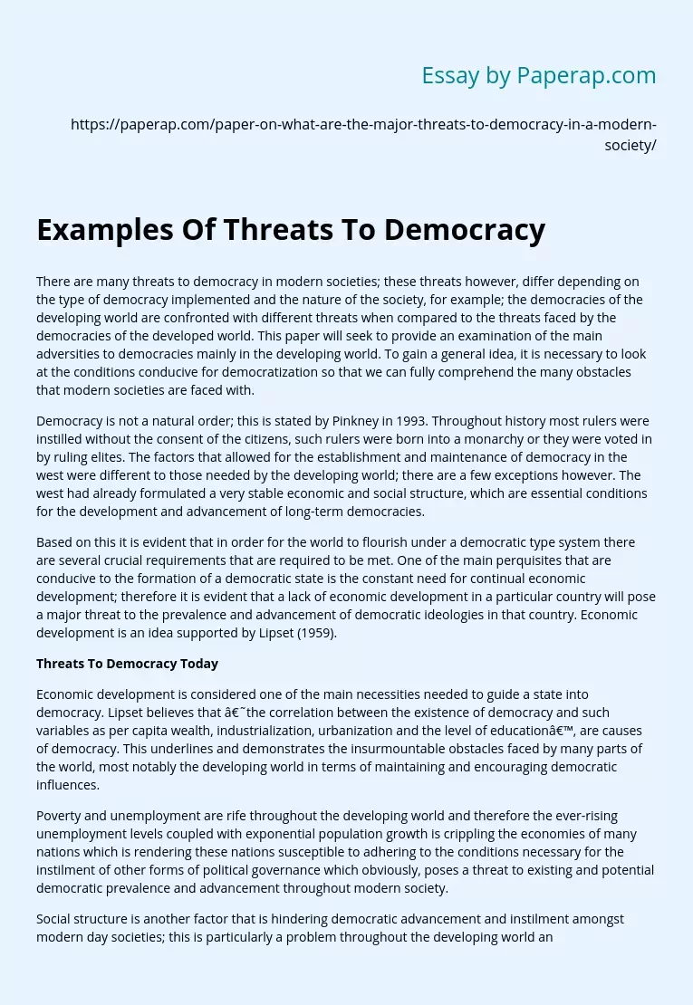 Examples Of Threats To Democracy