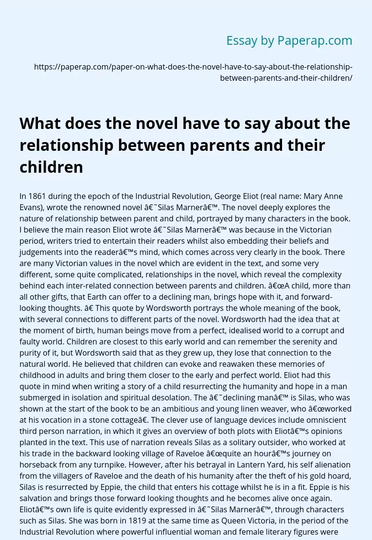 What Does The Novel have to say About the Relationship Between Parents and Their Children