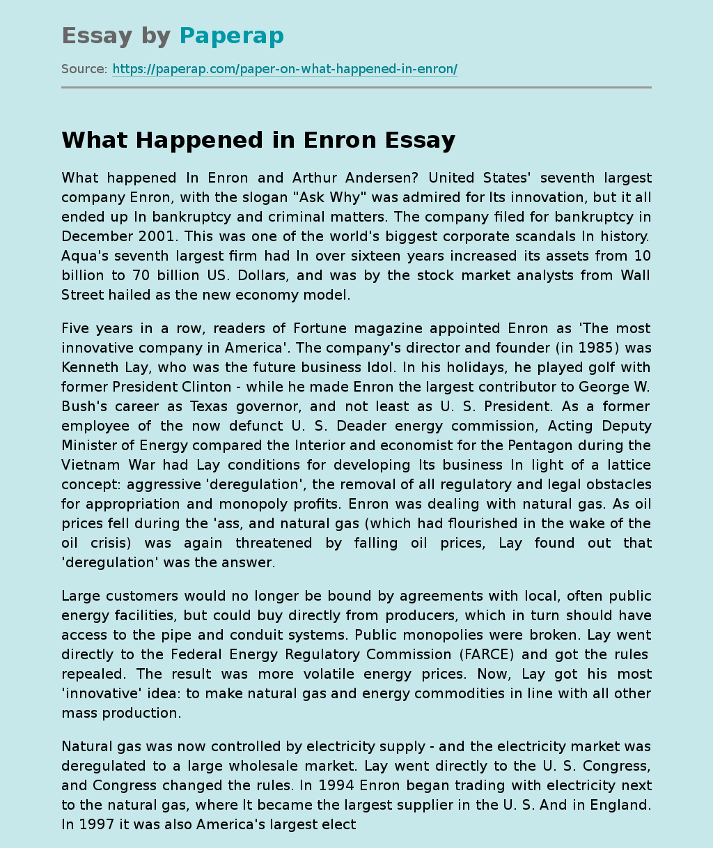 What Happened in Enron