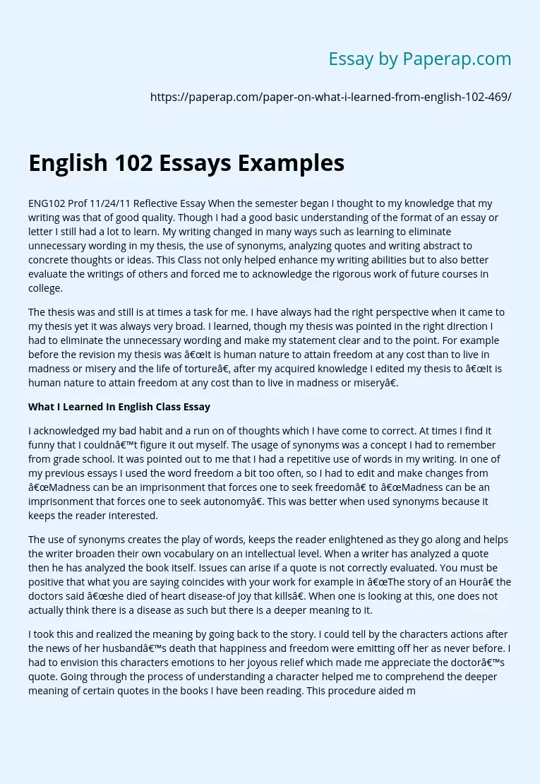 English 102 Essays Examples