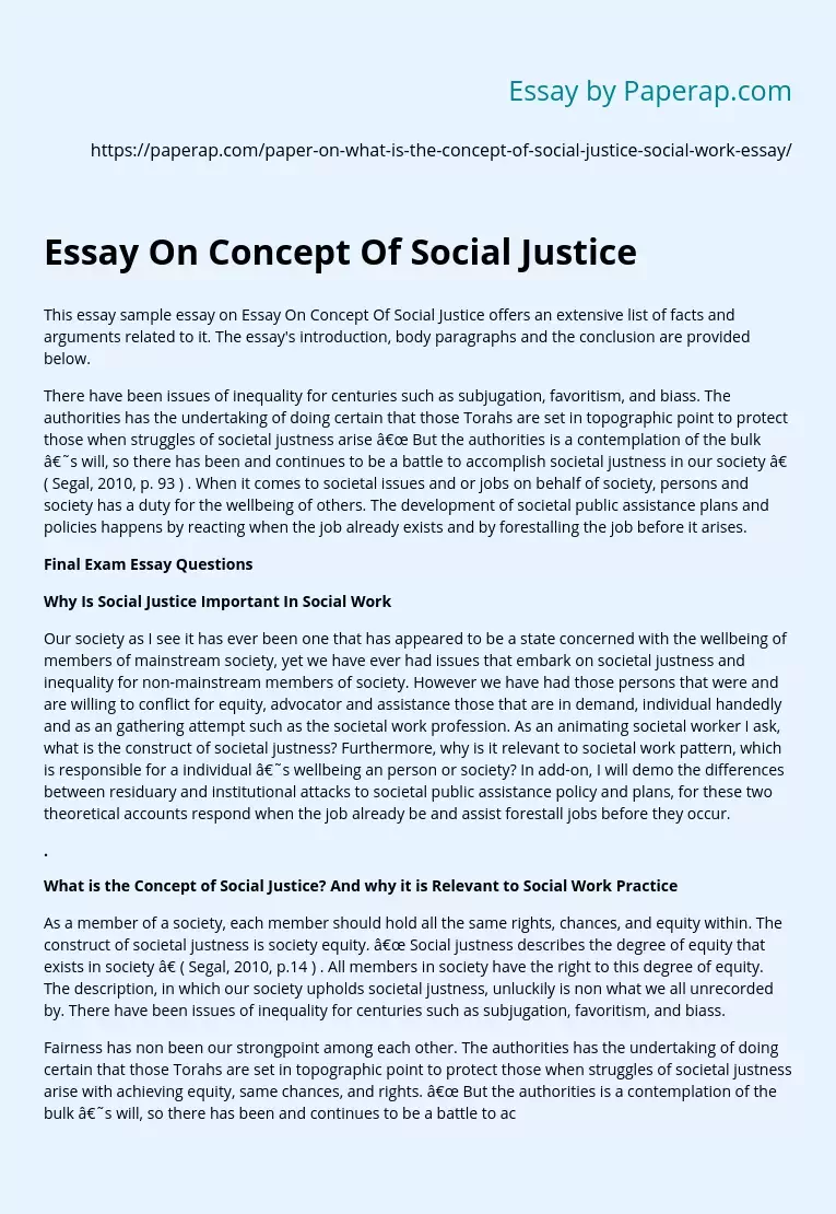 Essay On Concept Of Social Justice