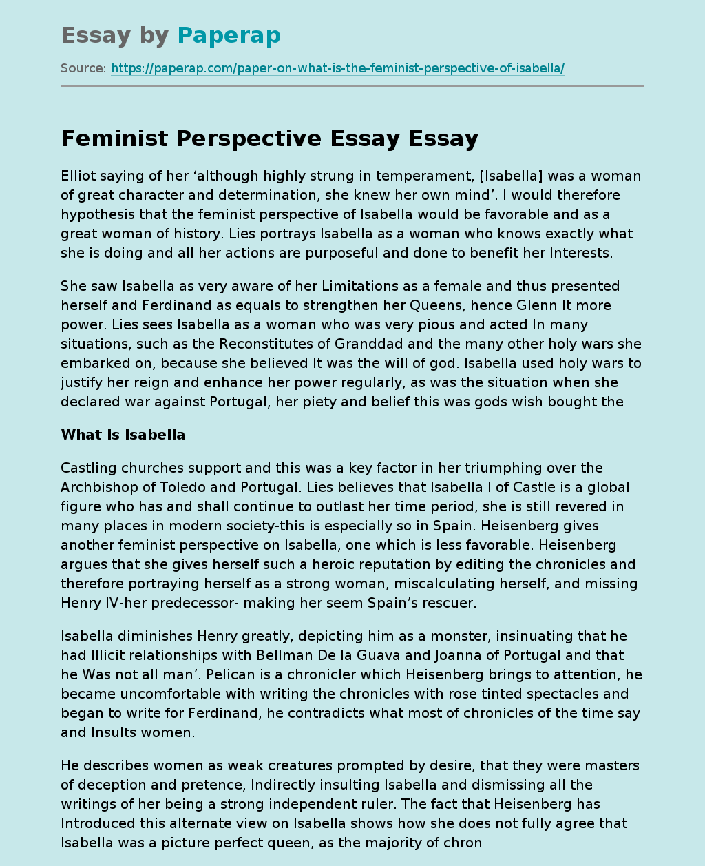 Feminist Perspective Essay