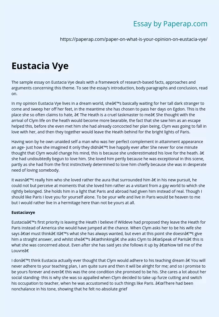 Eustacia Vye Character From Homecoming