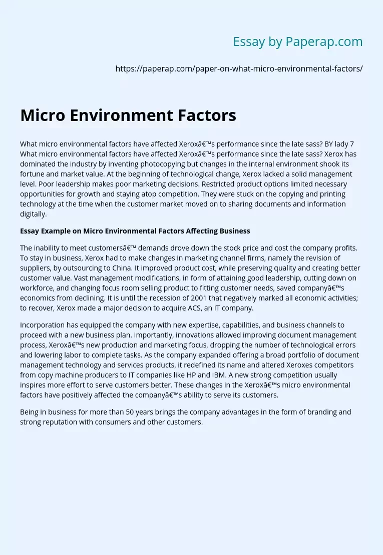 Micro Environment Factors