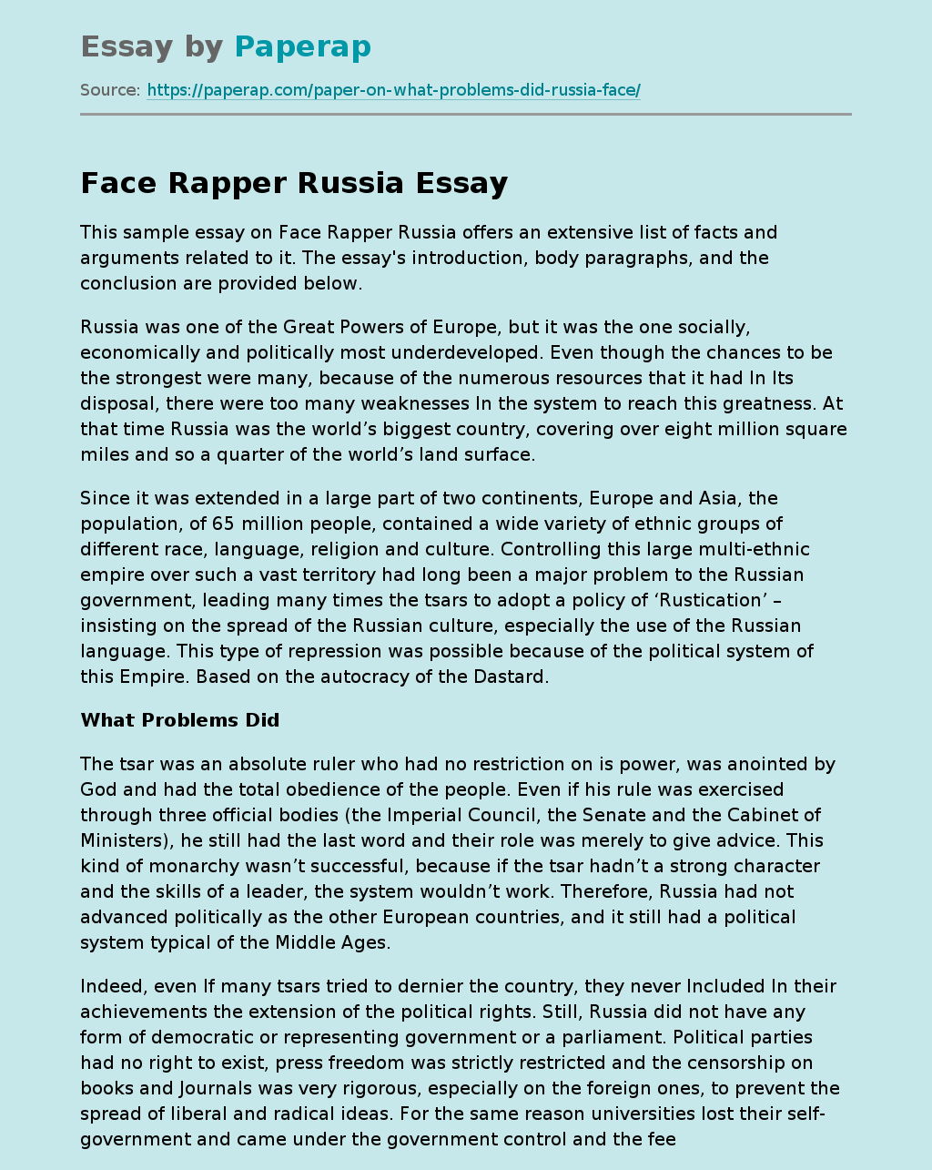 Face Rapper Russia