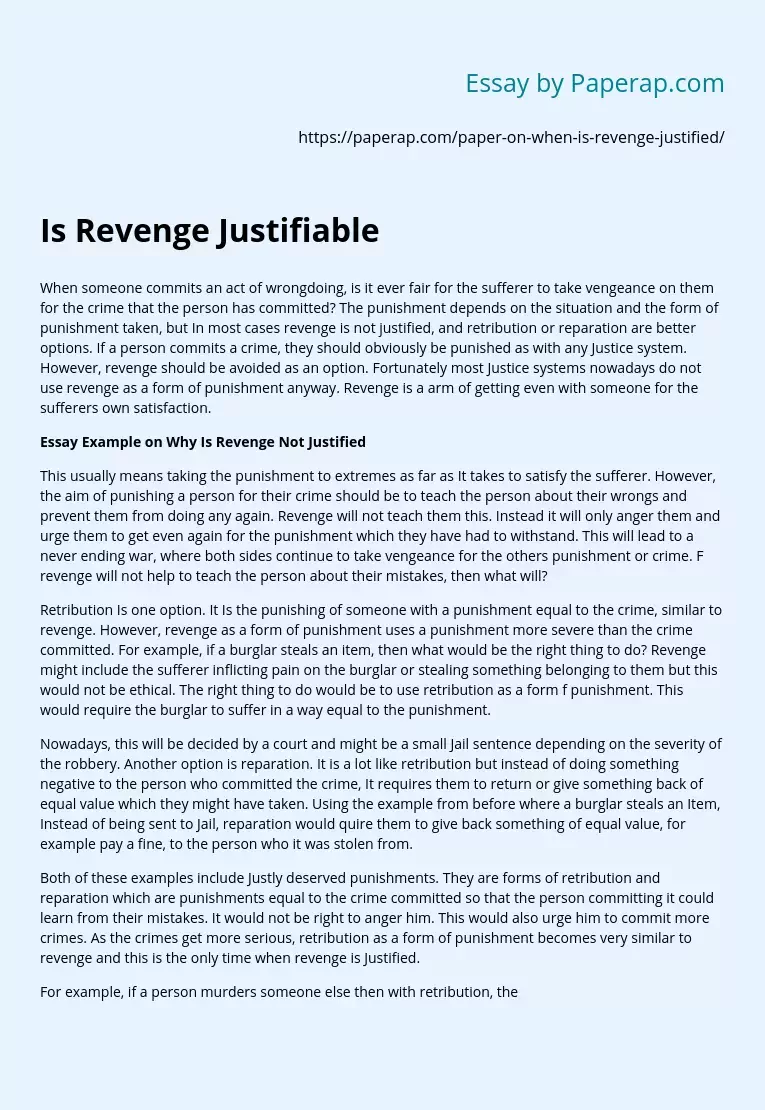 Is Revenge Justifiable