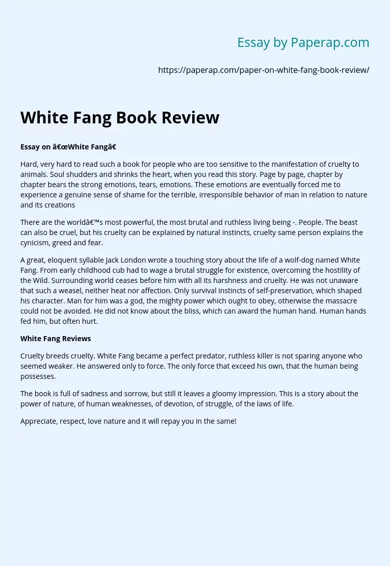 White Fang Book Review