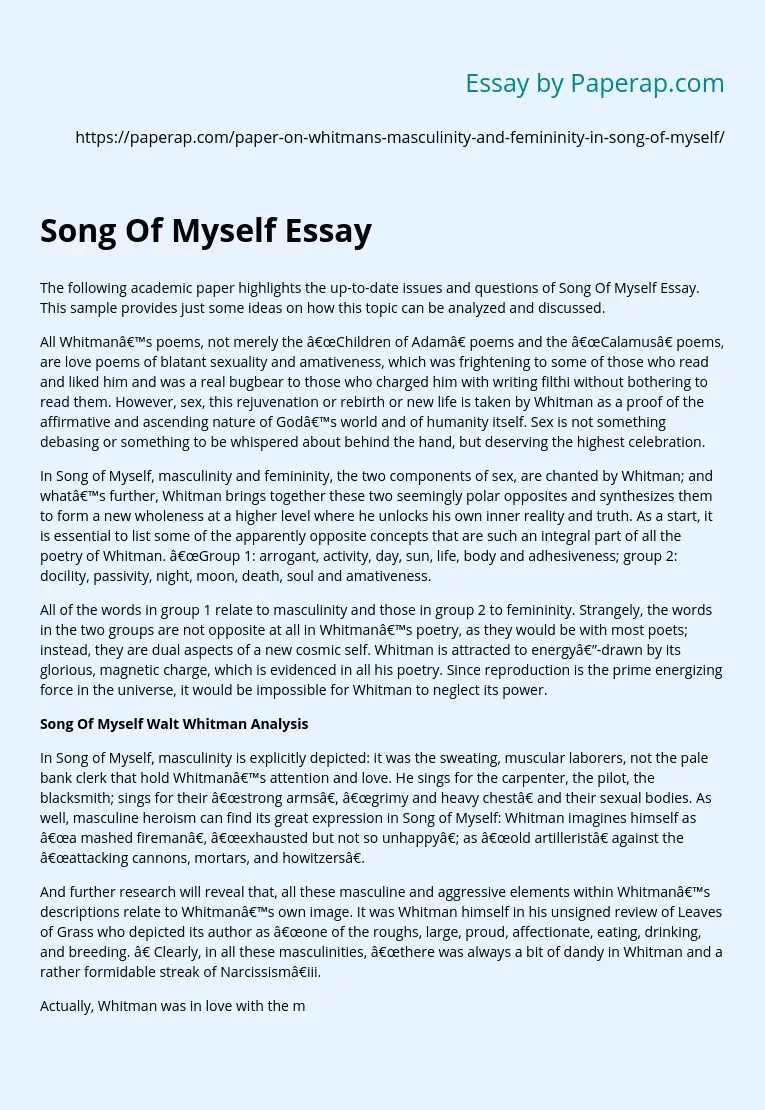 Song Of Myself Essay