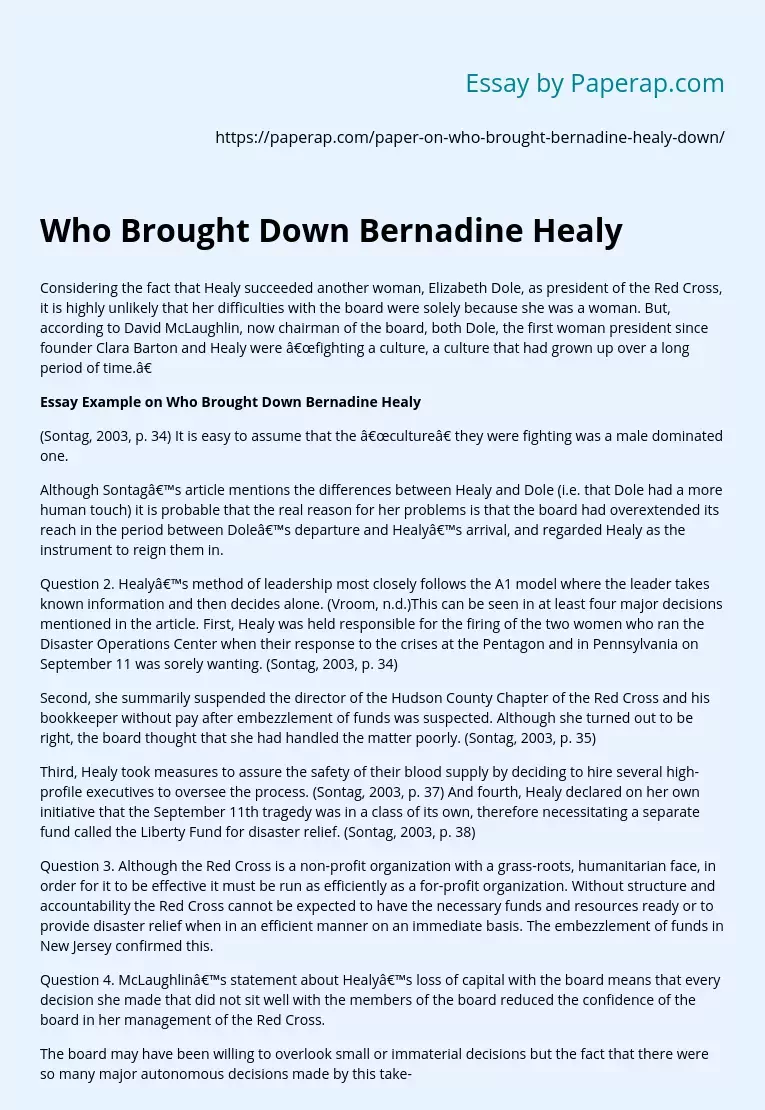 Who Brought Down Bernadine Healy
