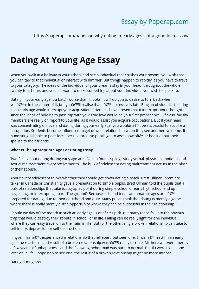 cause and effect of dating at a young age essay