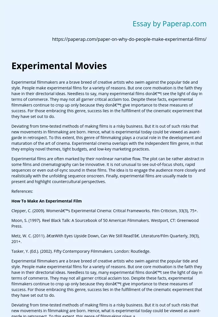 Реферат: Making A Movie Essay Research Paper
