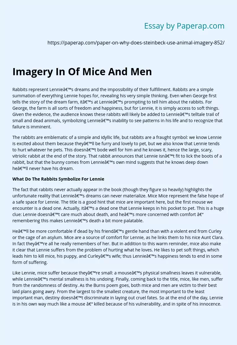 Imagery In Of Mice And Men