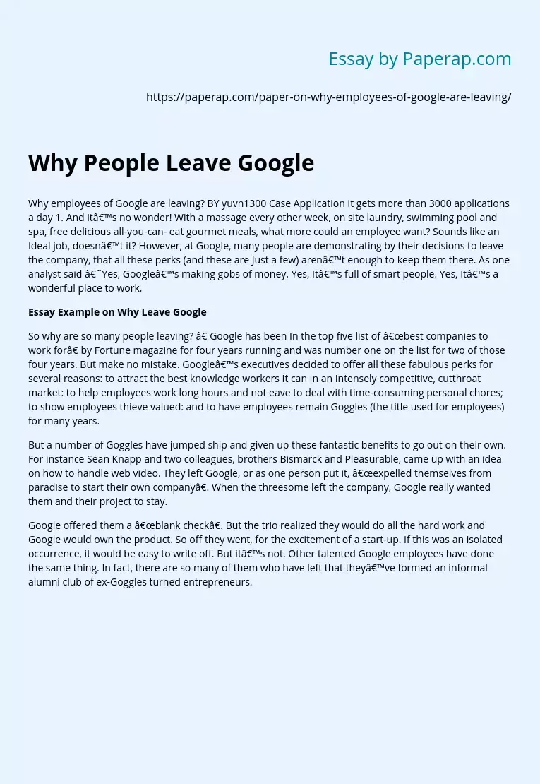 Why People Leave Google