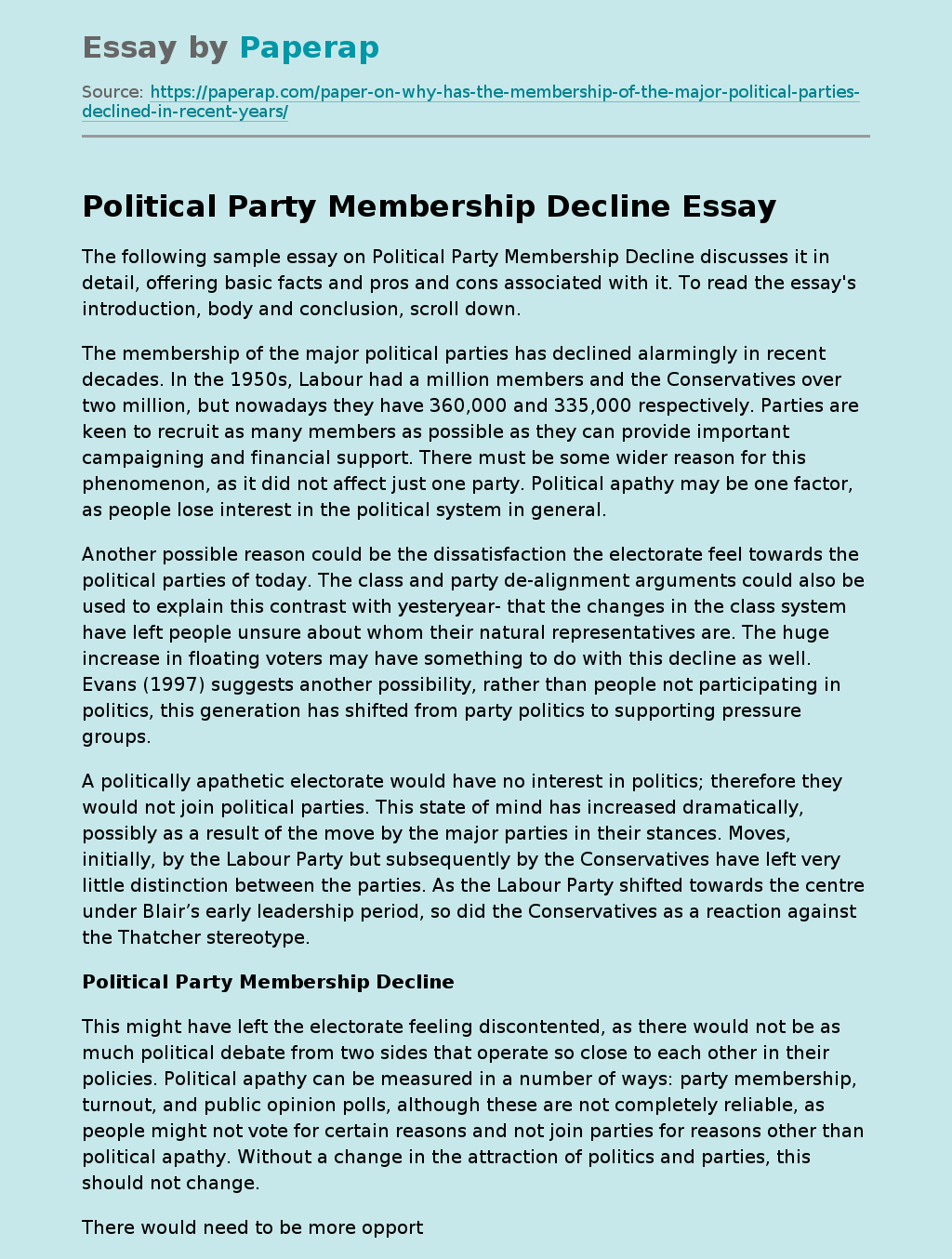 Political Party Membership Decline