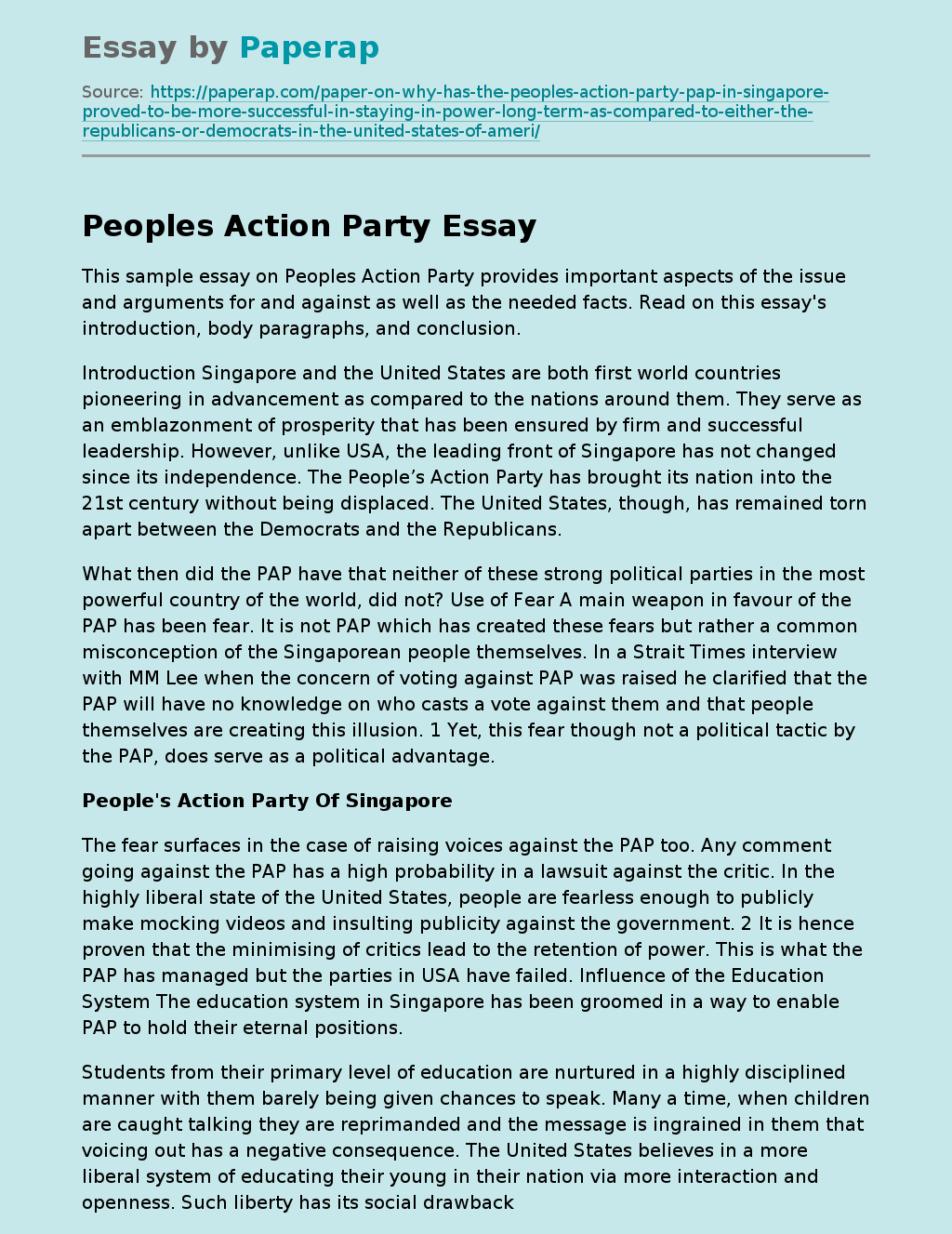 Peoples Action Party