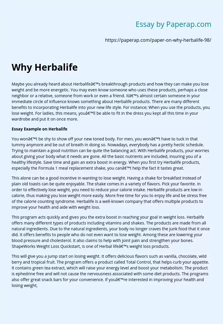 Why I Believe Herbalife Helps Lose Weight