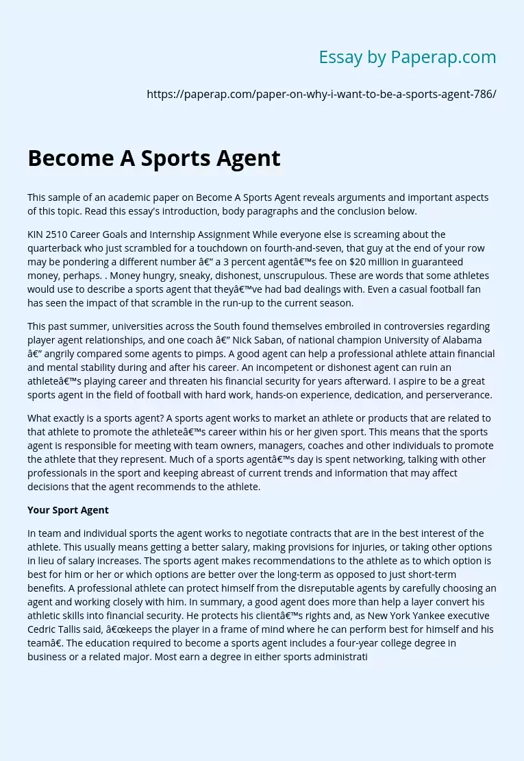 Become A Sports Agent